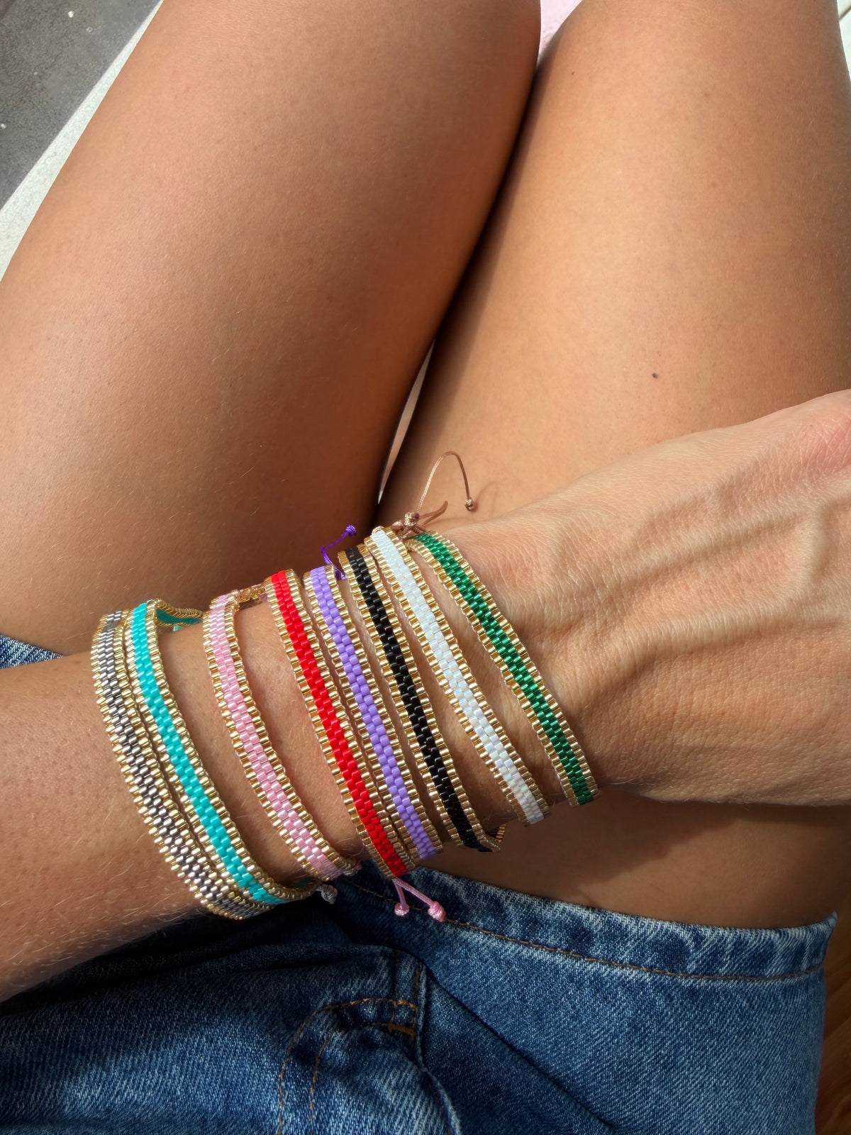 Handmade Miyuki Bracelet with Gold-Colored Beads